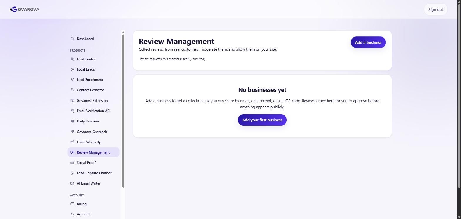 Review Management before any business has been added